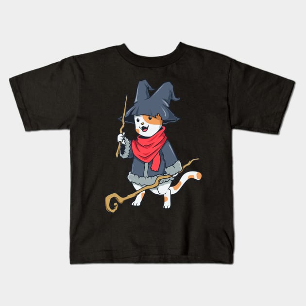 Wizard and magician - magic cat Kids T-Shirt by Modern Medieval Design